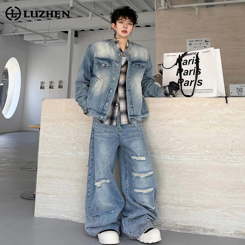 Jeans - LUZHEN 2026 Autumn Vintage Washed Denim