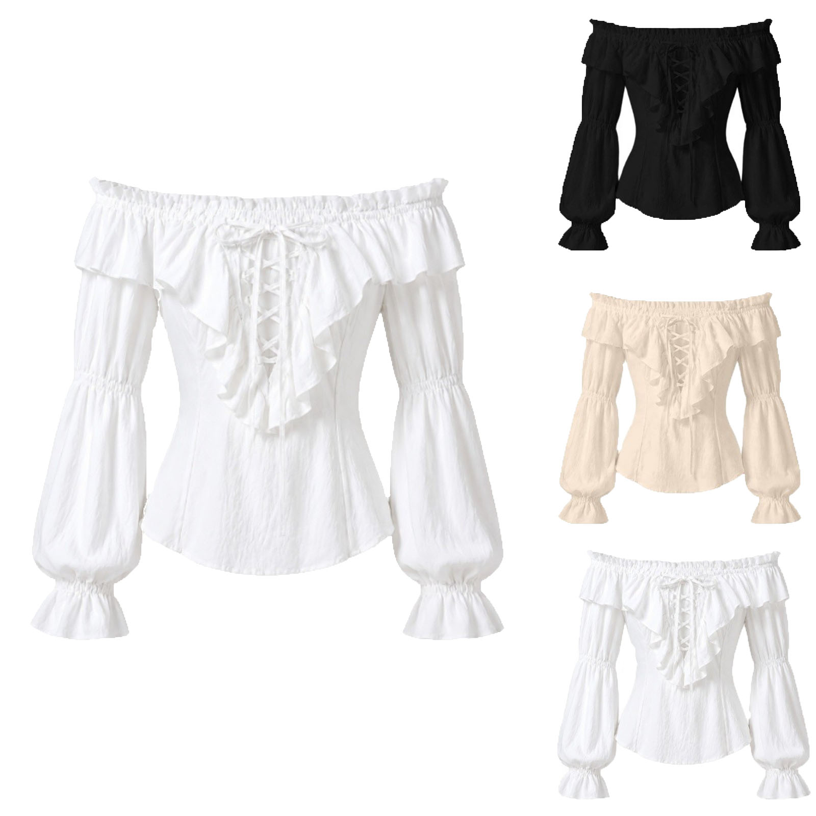 Women Pirate Shirt Renaissance - Medieval Gothic Lace Up Pirate Shirt review and price