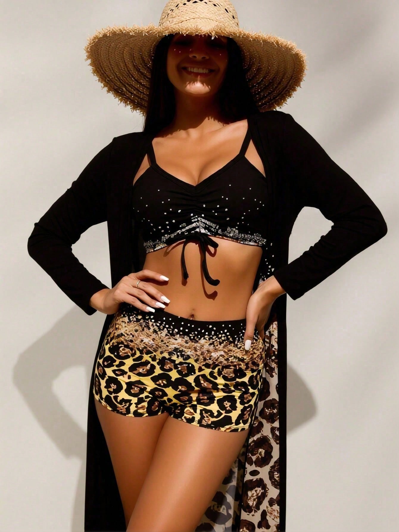 Women's Black Rhinestone Bikin - Shorts review and price