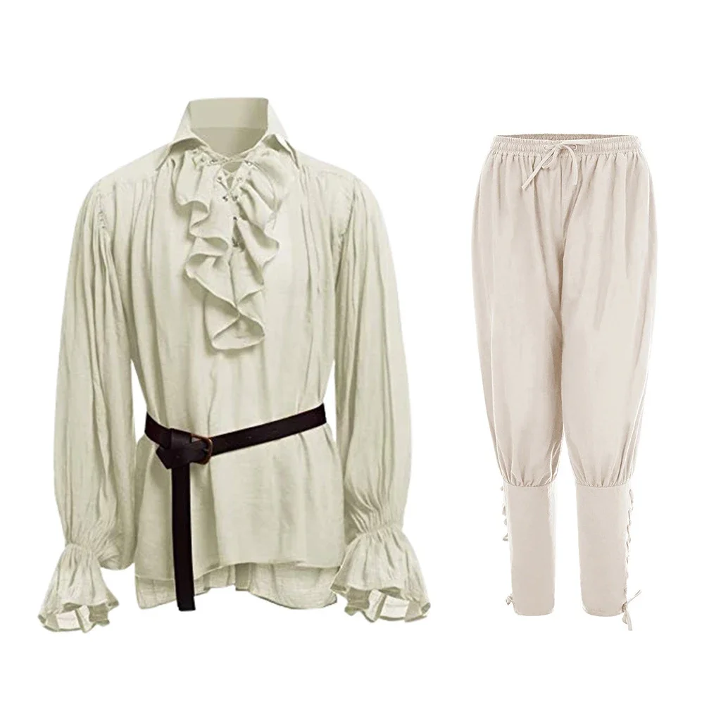Medieval Shirts Ruffled Gothic - Medieval Gothic Lace Up Pirate Shirt review and price