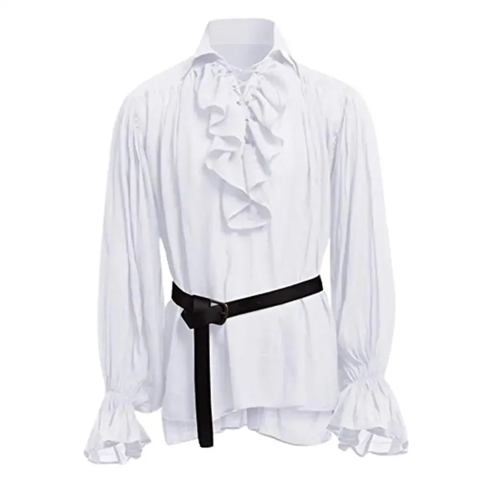 Medieval Shirts Ruffled Gothic - Medieval Gothic Lace Up Pirate Shirt review and price