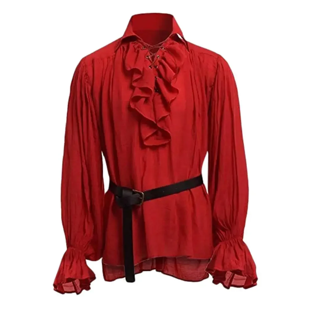 Medieval Shirts Ruffled Gothic - Medieval Gothic Lace Up Pirate Shirt review and price