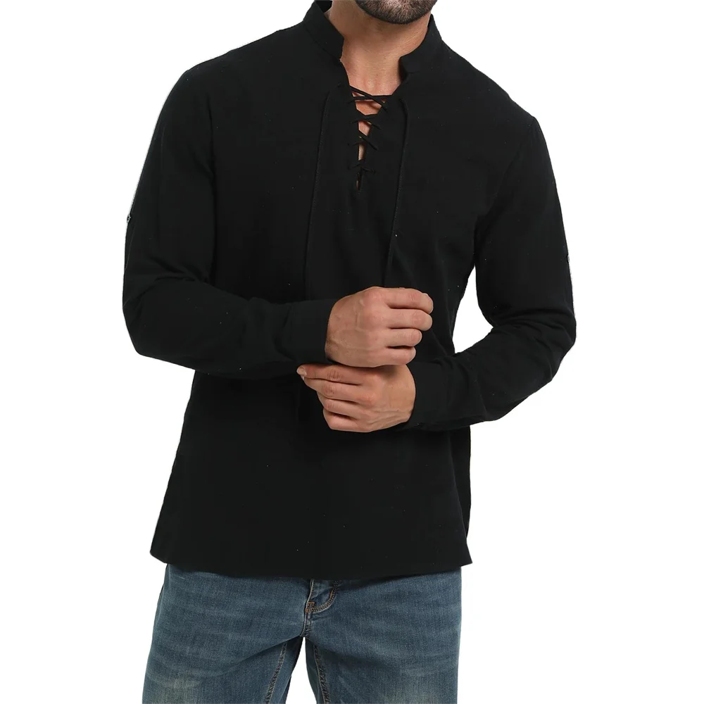 Spring Autumn Men's Pirate Shi - Medieval Gothic Lace Up Pirate Shirt review and price
