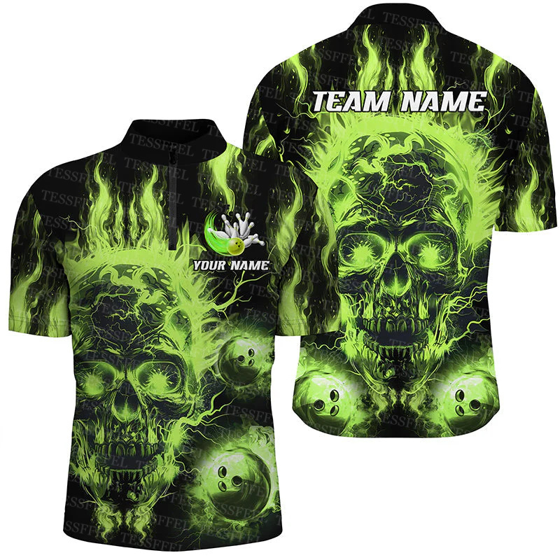 Custom Name Graffiti Flame Str - Short Sleeve Bowling Shirt Retro review and price