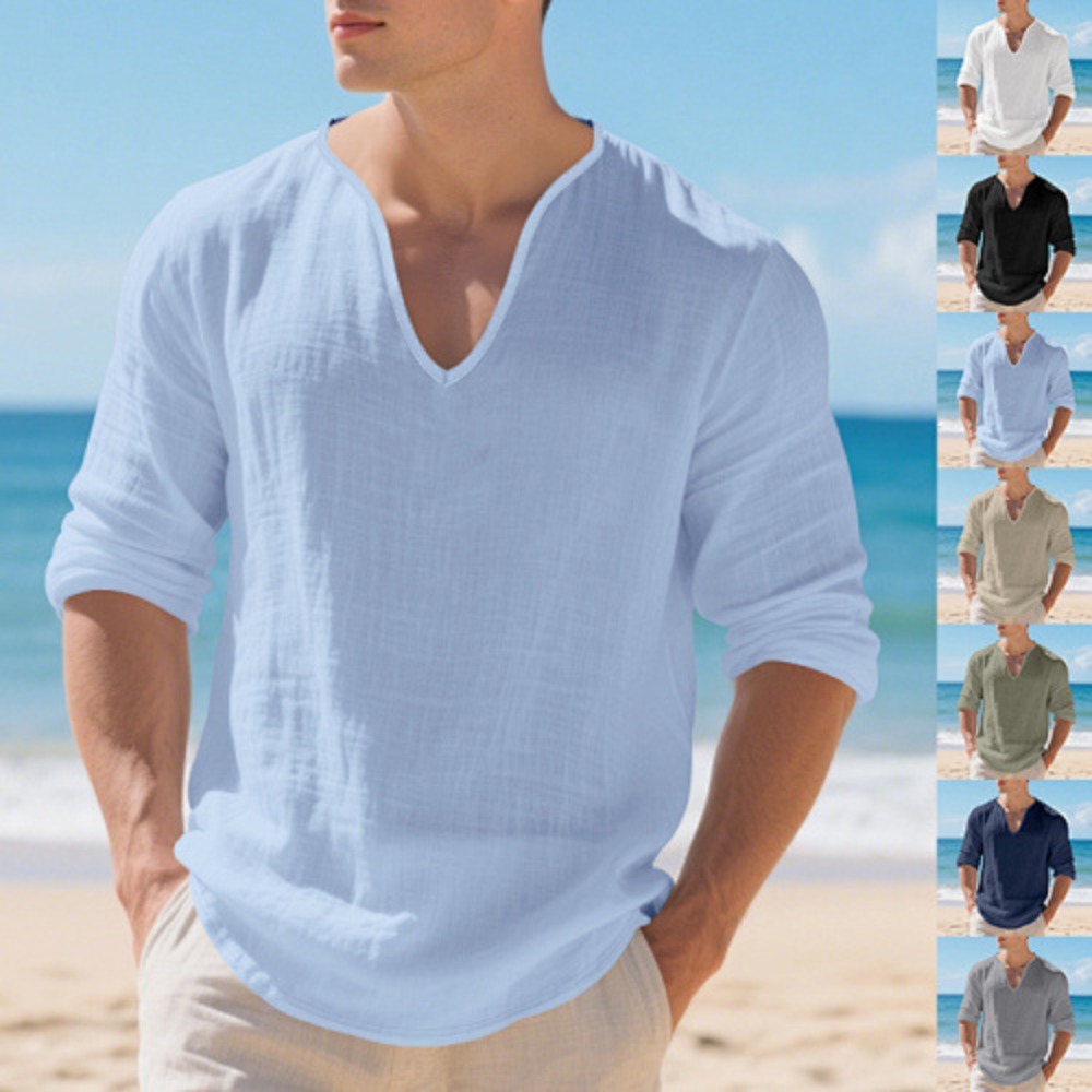 New American Men Loose Plus Si - Mens Linen Shirt Long Sleeve review and price