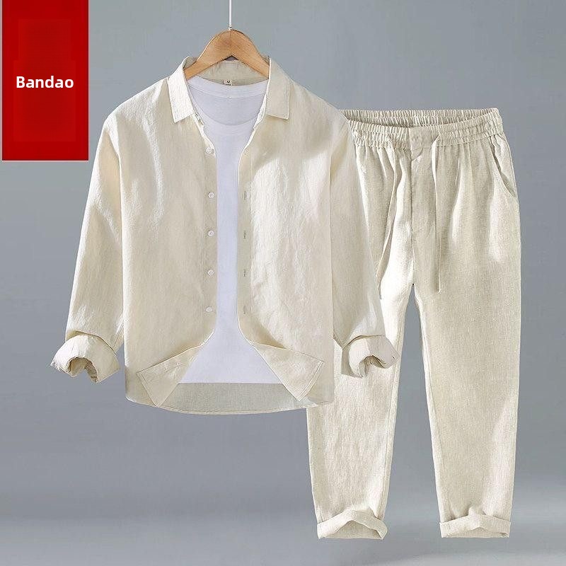 Summer Cotton Linen Shirt Pant - Mens Linen Shirt Long Sleeve review and price