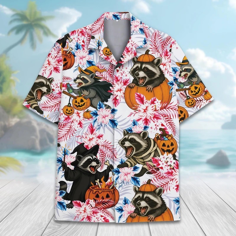 Men's Summer Hawaiian Raccoon  - Vintage Hawaiian Floral Shirt review and price
