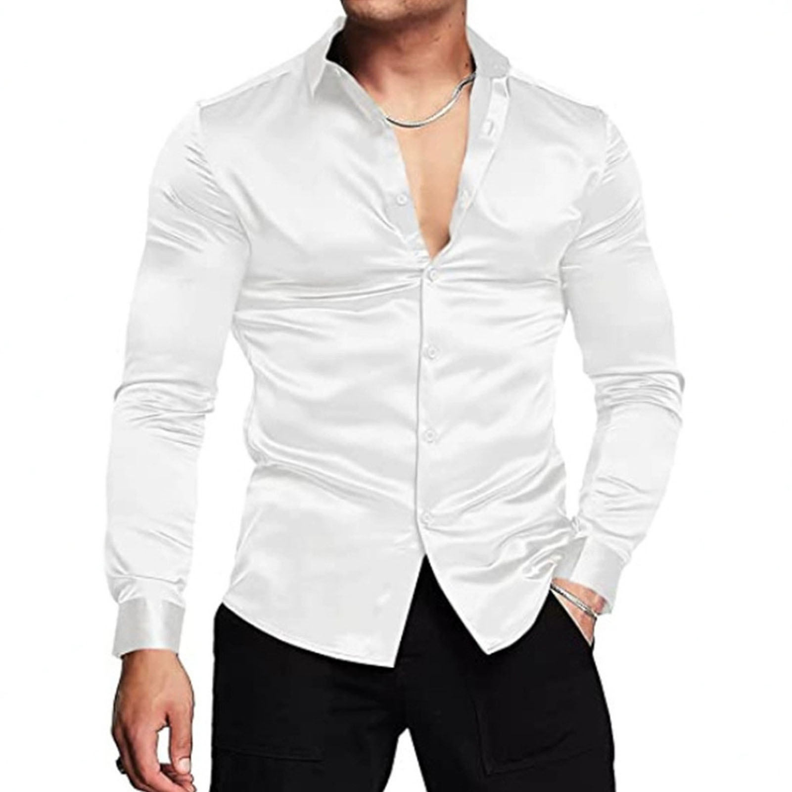 Spring Autumn Silk Satin Shirt - Mens Satin Silk Dress Shirt review and price