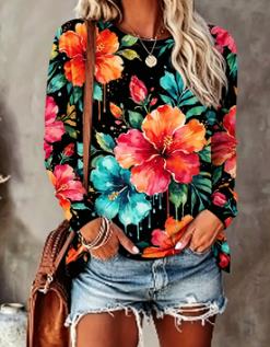 Women's Floral Print Top Navy  - T-Shirts review and price
