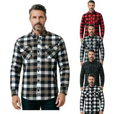 2026 Autumn and Winter Long Sl - Flannel Plaid Shirt Heavy Weight review and price