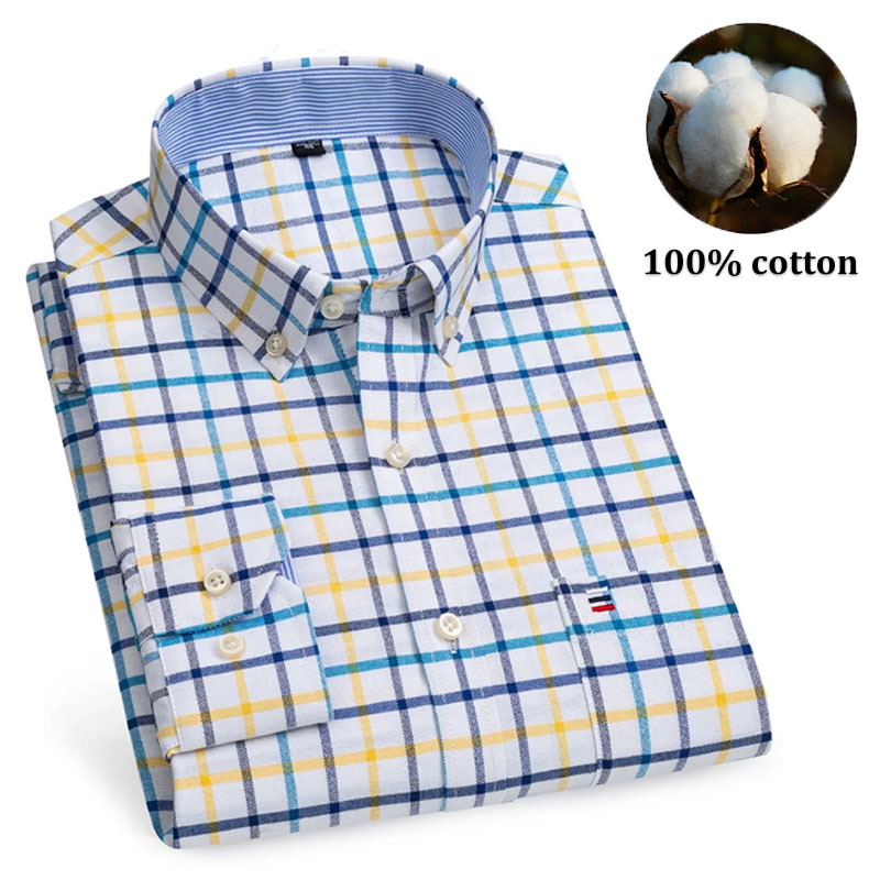 Men's 100% Cotton Shirts Long  - Oxford Cotton Casual Shirt Business review and price