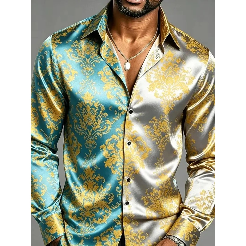 Satin Silk Long Sleeve Baroque - Mens Satin Silk Dress Shirt review and price