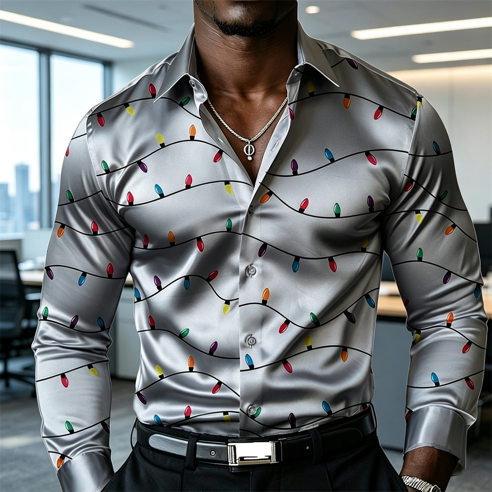 Christmas men's lantern shirt  - Mens Satin Silk Dress Shirt review and price