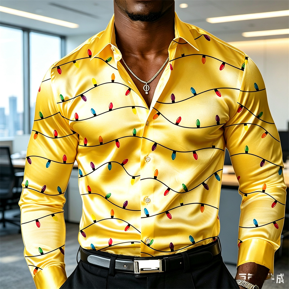 Christmas men's lantern shirt  - Mens Satin Silk Dress Shirt review and price