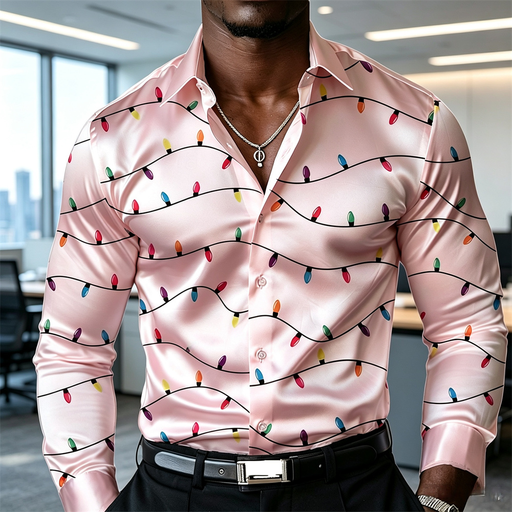 Christmas men's lantern shirt  - Mens Satin Silk Dress Shirt review and price
