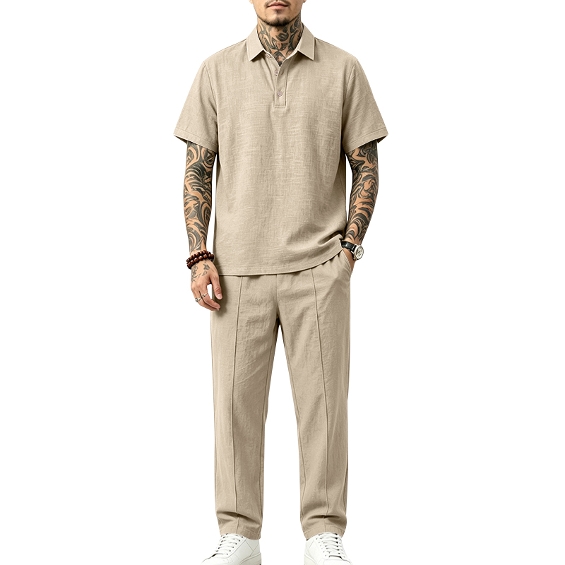 Men's 2 Piece Polo Set Short S - Mens Linen Shirt Long Sleeve review and price